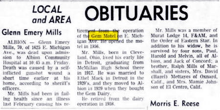 Gem Motel - 1969 Former Operator Passes Away